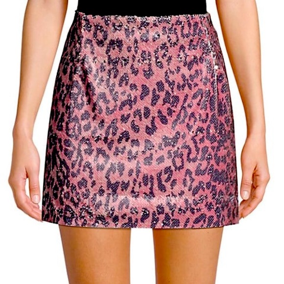 FREE PEOPLE SEQUIN CHEETAH 🐆 PRINT MINI SKIRT SIZE 2 - Picture 2 of 8